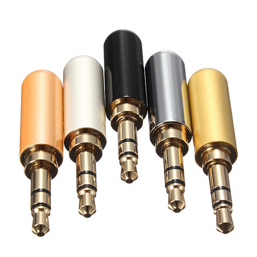 Picture of 3 Pole Male Headphone Jack Plug Metal Audio +Heat Shrinkable Tube