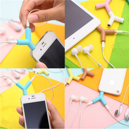 Picture of Color Random Y Shape 3.5mm Male To 2 Female Earphone Audio Splitter Adapter