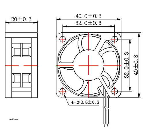 Picture of 12v 40*40*20mm 4020 Ball Bearing Sleeve Cooling Fan with 2Pin Cable