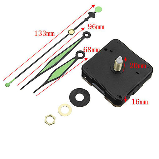 Immagine di 20mm Shaft Length Green and Black Luminous Hands DIY Quartz Clock Wall Movement