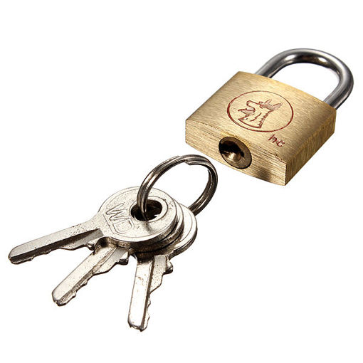 Picture of 20mm Suitcase Locker Toolbox Brass Padlock Long Shackle keys