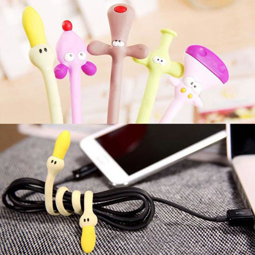 Immagine di 3Pcs Color Random Animal Shaped Rubber Earphone Line Winder