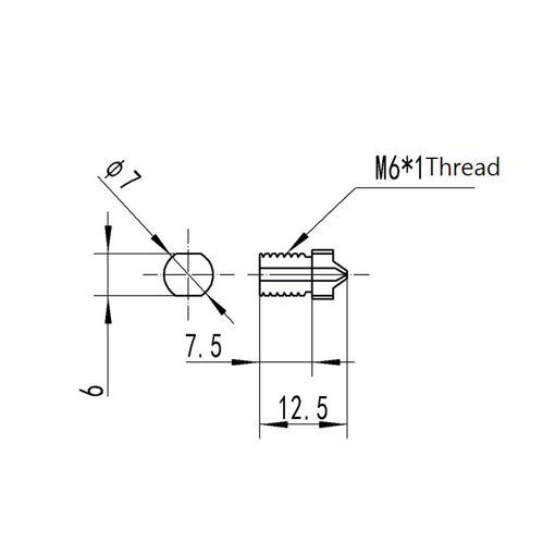 Immagine di 1.2mm/1.5mm TC4 Titanium Alloy M6 Thread Nozzle For 3D Printer 1.75mm Filament