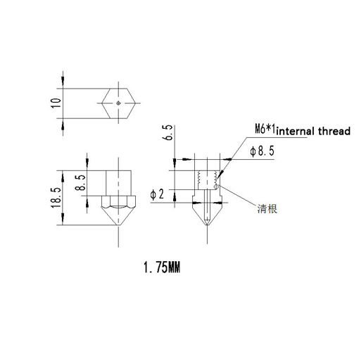 Immagine di 1.75mm 0.4mm/0.6mm/0.8mm Creatbot Brass Nozzle for 3D Printer