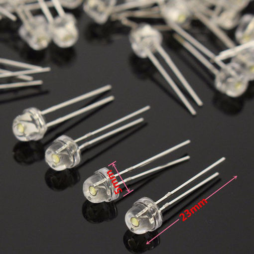 Immagine di 100pcs F5 5mm White Bright Diode Straw Hat Super Light LED Assortment Kit