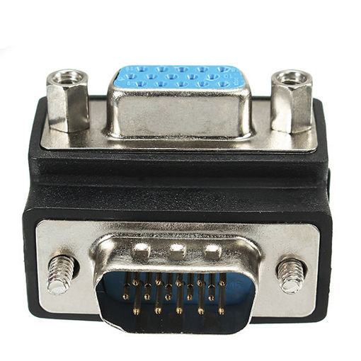 Immagine di 90 Degree Right Angle 15 Pin VGA SVGA Male to Female Converter Adapter