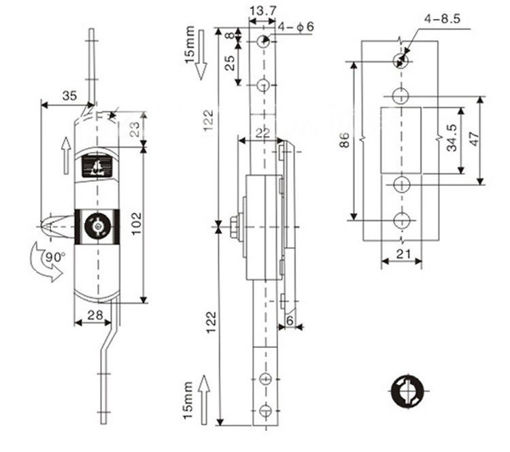 Immagine di MS820 S Type Showcase Display Cabinet Sliding Glass Door Lock with Key Small Electric Cabinet Lock