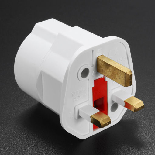 Picture of European 2 Pin to UK 3 Pin Plug Adaptor EU Schuko Travel Mains Adapter Max 3250W