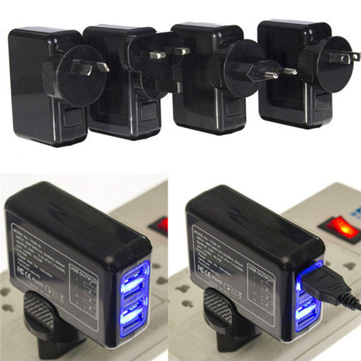 Picture of 4 USB Port Multi-function AC 5.0V 2.1A Adapter US / EU / UK / AU Plug Wall Charger