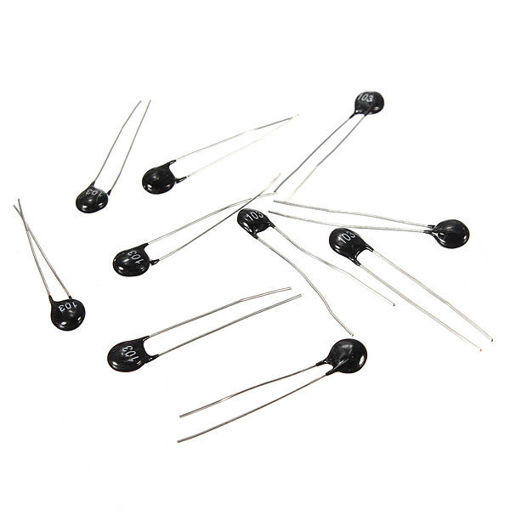 Picture of 100pcs NTC Thermistor Temperature Sensor 10K OHM MF52-103 3435 5%