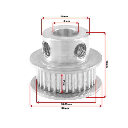 Immagine di 10pcs 30T 5mm Bore 2GT Timing Pulley for 6mm Width 2GT Timing Belt 3D Printer Part