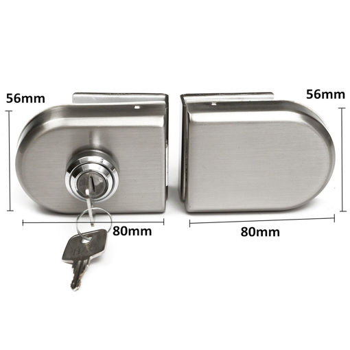 Immagine di Stainless Steel 12mm Glass Door Lock Double Swing Hinged Frameless Door Lock