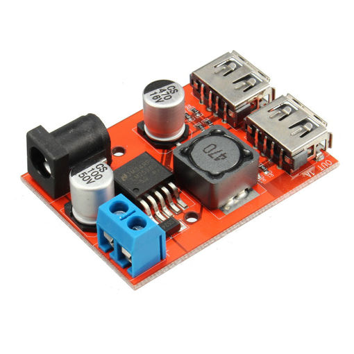 Immagine di 10Pcs DC-DC 9V/12V/24V/36V To 5V Dual USB Buck Module Vehicle Charging Solar 3A Voltage Regulator