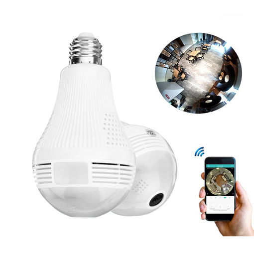 Immagine di 2 in 1 Panoramic 1080P 200W Wifi Camera Light Bulb Cameara Night Vision Two Way Audio