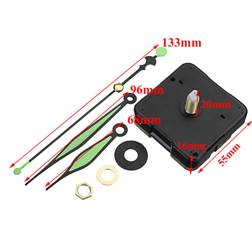 Picture of 10pcs 20mm Shaft Length Green and Black Luminous Hands DIY Quartz Clock Wall Movement