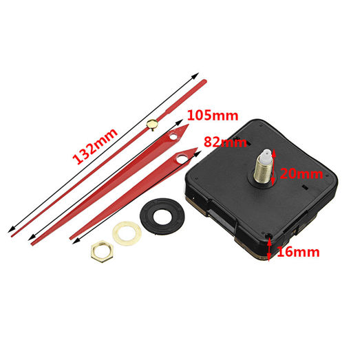 Immagine di 10pcs 20mm Shaft Length DIY Red Triangle Hands Silent Quartz Wall Clock Movement Mechanism For