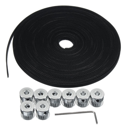 Immagine di 10M GT2 Timing Belt 6mm Wide + 10x Pulley + L Shape Wrench For 3D printer CNC RepRap