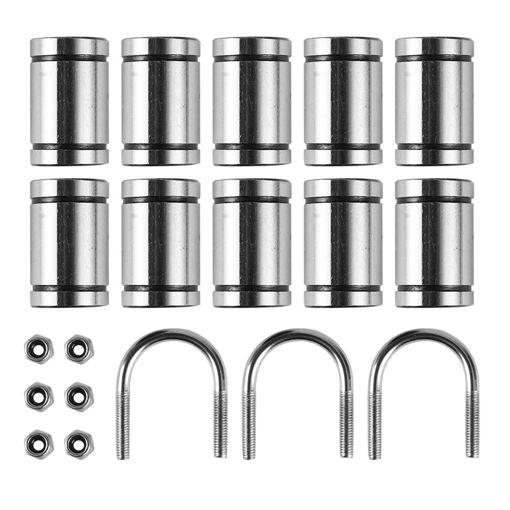 Picture of 10x LM8UU Bearings + 3x U-bolts + 6x M3 Locking Screws Kit For 3D Printer Parts