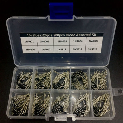 Immagine di 1000pcs 10 Values 12V Diode Assorted Kit Box 100pcs Each Value 1N4001-1N4007 1N5817-1N5819