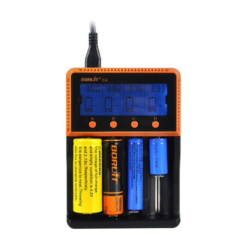 Immagine di BORUiT C4 4 Slot Universal 18650 LCD Display AA AAA Li ion Rechargeable Battery Digital  Charger