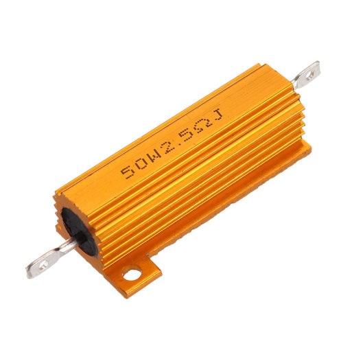 Picture of 20pcs RX24 50W 2.5R 2.5RJ Metal Aluminum Case High Power Resistor Golden Metal Shell Case Heatsink Resistance Resistor