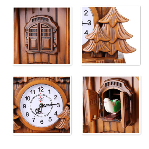 Immagine di Vintage Black Cuckoo Wall Clock Forest Swing Wood Handmade Kitchen Home Decor