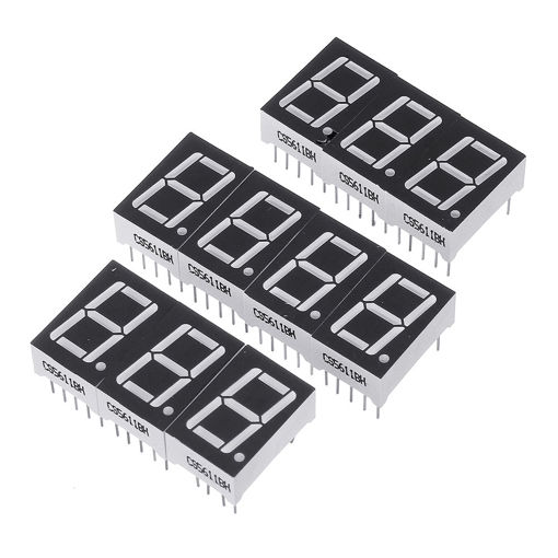 Immagine di 10pcs Red 1.8V 7 Segment 0.56 Inch 1 Bit Common Anode LED Digital Tube Board