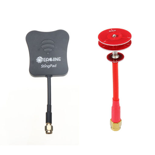 Picture of 2PCS RP-SMA 5.8Ghz 16dBi StingPad Panel Antenna + 5dBi RHCP Pagoda Antenna Omni Directional FPV Antenna Set For FPV RC Racing Drone