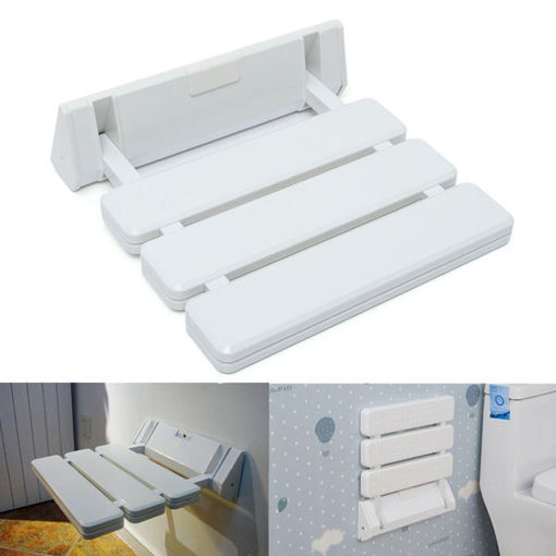 Immagine di Wall-mounted Folding Shower Seat Stool Bathroom Anti-slip Safety Chair for Elder Pregnancy