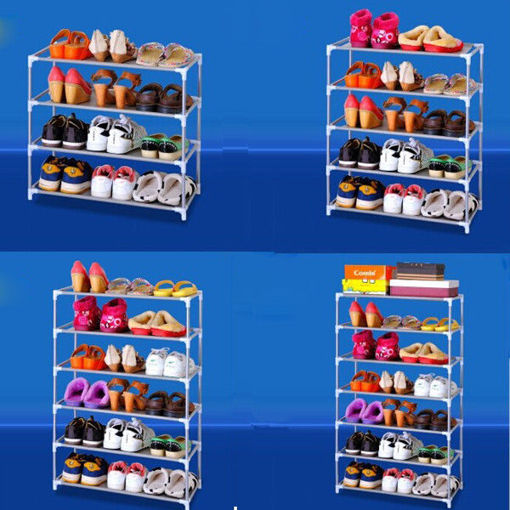 Picture of Multi Tiers Shoes Shelf Storage DIY Metal Organizer Rack Holder Household Stands