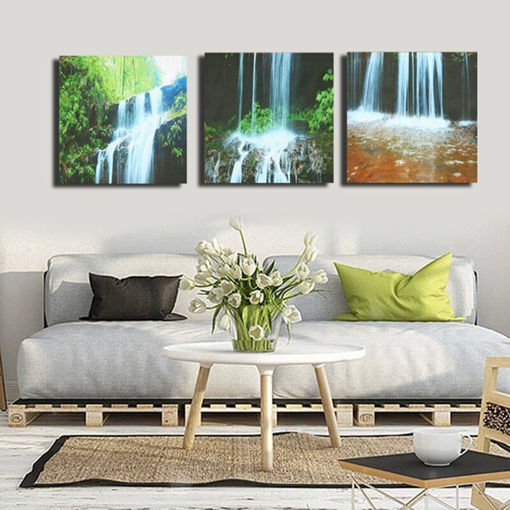 Immagine di 3 Cascade Large Waterfall Framed Print Painting Canvas Wall Art Picture Home Decorate Living Room