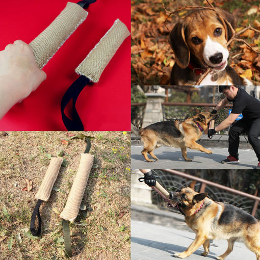 Picture of Handles Jute Police Young Dog Bite Tug Play Toy Pet Training Chewing Dog Bite Protection Arm Sleeve