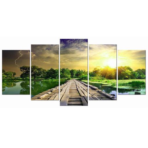 Immagine di 5Pcs Modern Art Printing Lake Landscape Poster Canvas Painting Home Wall Decor