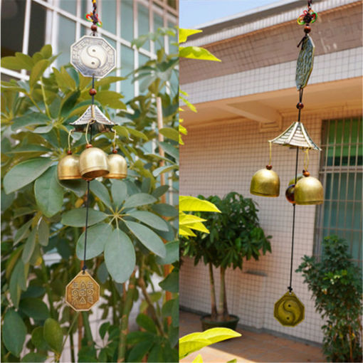 Picture of Antique Bronze Gossip Wind Chime Outdoor Garden Wind Chimes Three Bells