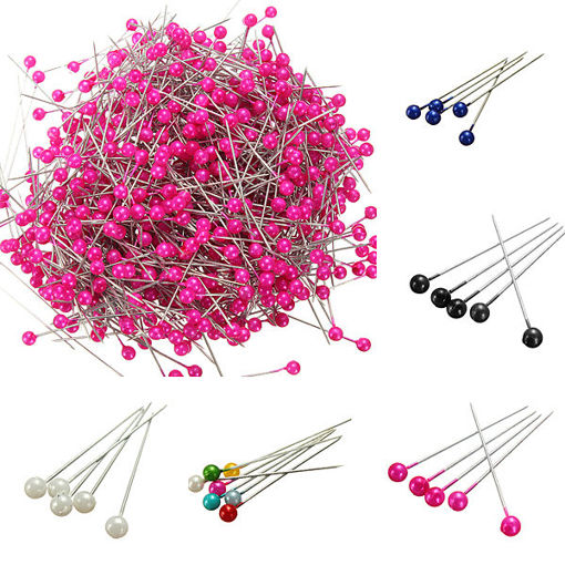 Immagine di 800Pcs Round Pearl Head Pins Weddings Corsage Sewing Pin