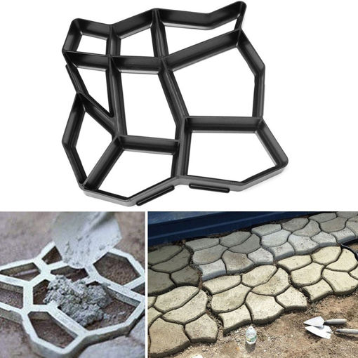 Picture of 60x50cm Garden DIY Plastic Path Maker Mould Stone Road Paving Cement Brick Mold