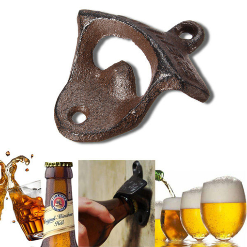 Picture of Metal Retro Wall Mounted Bottle Opener Hanging Hook Beer Bottle Opener