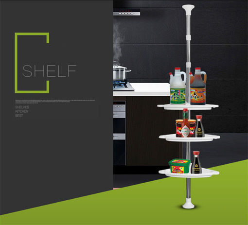 Picture of Adjustable Telescopic 4 Tier Caddy Organiser Holder Wall Corner Kitchen Storage Rack Towel Holder