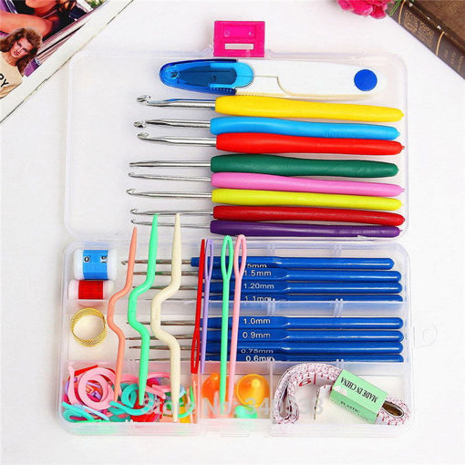 Immagine di 1 Set Crochet hooks Needles Stitches knitting Craft Case crochet set in Case Yarn Hook DIY Crafts