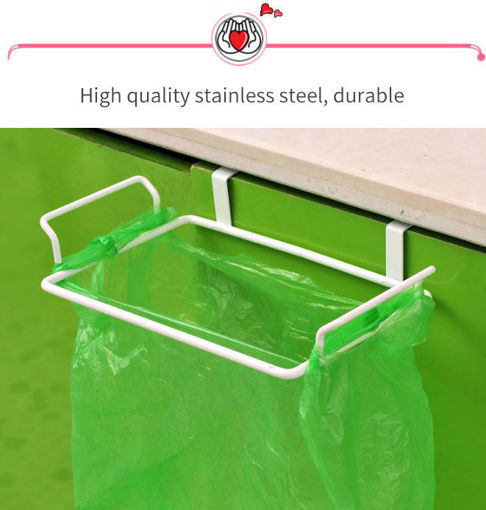 Picture of Kitchen Storage Rack Multi-purposes Wall Hanging Rack Door Back Garbage Bag Debris Hook