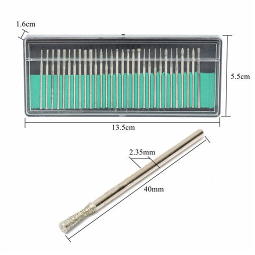 Picture of 30pcs 2.35mm Diamond Emery Grinding Drill Bit Set Engraving Rotary Tool Accessories