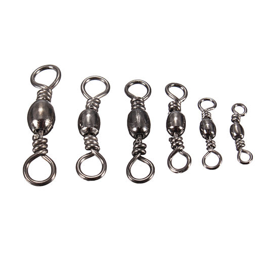 Immagine di 100Pcs Fishing Barrel Bearing Rolling Swivel Rings Fishing Tackle Connector #3 #4 #6 #8 #10 #12