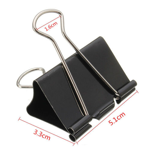 Picture of 10Pcs Black Foldback Clips  Grip Clamps Filing Letter Elliot Folder 51mm