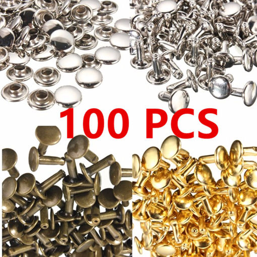 Immagine di 100Pcs Double Caps Studs Rivets Set DIY Crafts for Bags Shoes Leather Decorations