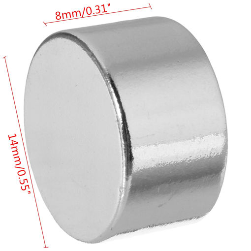 Picture of 14x8mm N50 Disc Magnet Round Rare Earth Neodymium Fridge Magnet