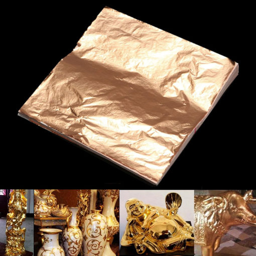 Picture of 100 pcs sheets Imitation Copper Leaf Foil Paper Gilding Art Craft 14x14cm