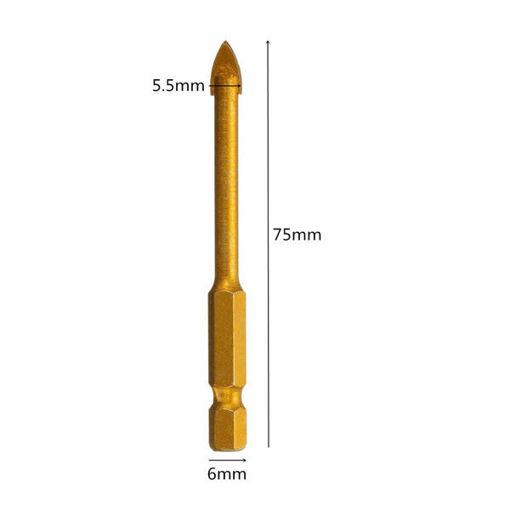 Immagine di 5pcs 6mm Hex Shank Spear Point Head Drill Bits Set Ceramic Porcelain Marble Glass Tile Drill Bits