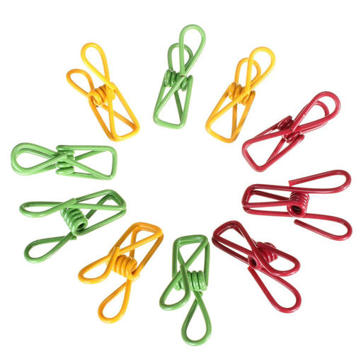 Picture of 10pcs Metal Clothes Peg Laundry Washing Line Hanger Paper Photos Clip