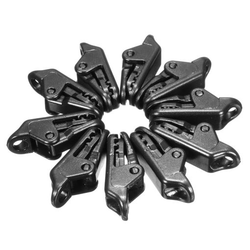 Immagine di 10Pcs Tent Windproof Securing Clip Black Hook Buckle Alligator Clip