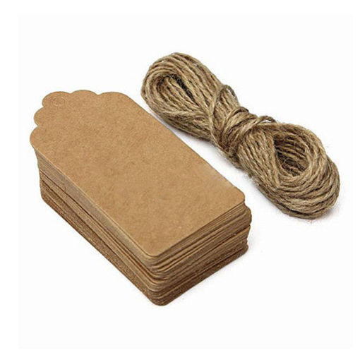 Immagine di 100pcs 4*2CM Kraft Paper Gift Tags with 8m Twine